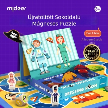 MiDeer oktató mágneses puzzle tábla gyerekeknek 4-6 éveseknek, geometriai mintával és arcváltoztató funkcióval