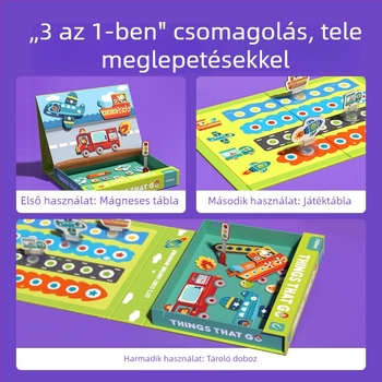 MiDeer oktató mágneses puzzle tábla gyerekeknek 4-6 éveseknek, geometriai mintával és arcváltoztató funkcióval