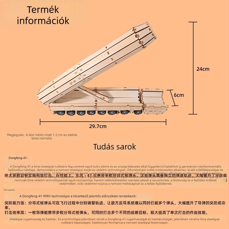 Fából készült 3D puzzle – DIY készlet, 7–14 éveseknek, közepes nehézség