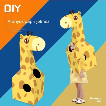 Háromdimenziós papíralapú zsiráf modell viselhető – DIY készlet 4–6 éveseknek, uniszex