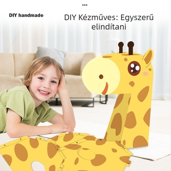 Háromdimenziós papíralapú zsiráf modell viselhető – DIY készlet 4–6 éveseknek, uniszex