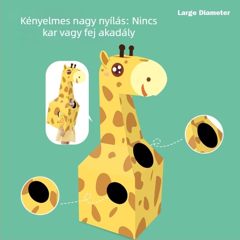 Háromdimenziós papíralapú zsiráf modell viselhető – DIY készlet 4–6 éveseknek, uniszex