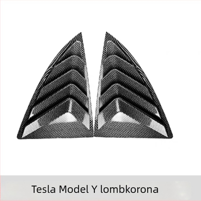Autómatrica Tesla Model 3/Y-hoz — szénszálas textúrájú hátsó háromszög ablak dekoráció, vákuumos felhelyezés, szöveges mintázat