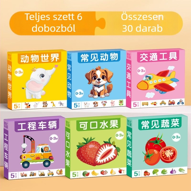 3D állatos puzzle korai neveléshez: párosító játék 0–3 éveseknek, papíralapú