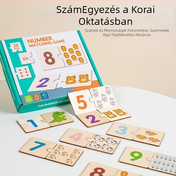 Fából készült oktatási puzzle és építőblokkok készlet gyermekeknek – síkpuzzleok a korai matematikához és számoláshoz, testre szabott rajzok, színes dobozos csomagolás, 4–6 éveseknek