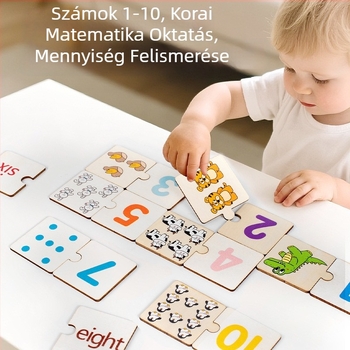 Fából készült oktatási puzzle és építőblokkok készlet gyermekeknek – síkpuzzleok a korai matematikához és számoláshoz, testre szabott rajzok, színes dobozos csomagolás, 4–6 éveseknek