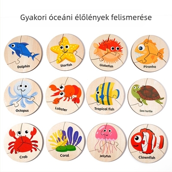 Fa gyermek puzzle építő blokkokkal – párosítás, kognitív oktató játék 4-6 éveseknek