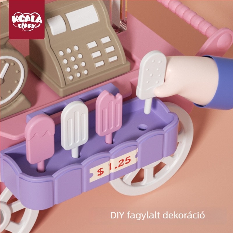 Fagylaltos autó játék – műanyag, otthoni játékfunkció, 4–6 éves gyermekeknek, dobozos csomagolás