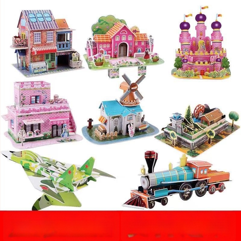 Háromdimenziós puzzle – Kis házak sorozat, Oktató játék 7–14 éveseknek, Papír, GS(2014)4123, Testreszabható feldolgozás