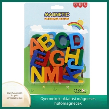 Gyerekeknek tervezett betűmágnesek, műanyag nagybetűk, helyesírásos oktatótábla korai oktatáshoz, 4–6 éveseknek
