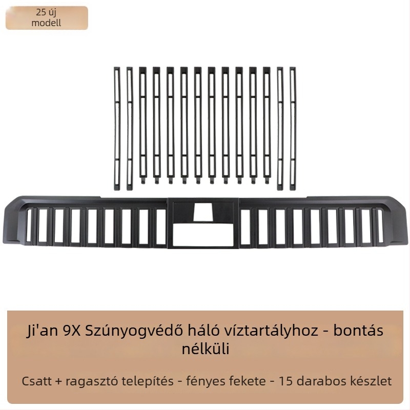 Zeekr 9X-hez illeszkedő rovarvédő fedél az első hűtőmaszkhoz és a víztartályhoz, csattos rögzítés – ABS, 2 mm nyílás, 3–5 éves élettartam