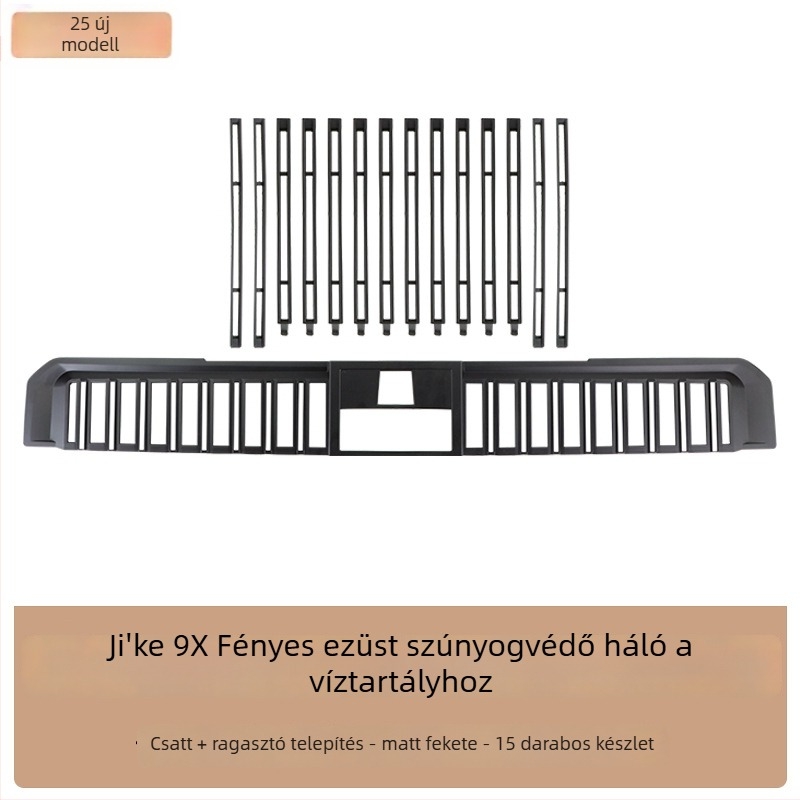 Zeekr 9X-hez illeszkedő rovarvédő fedél az első hűtőmaszkhoz és a víztartályhoz, csattos rögzítés – ABS, 2 mm nyílás, 3–5 éves élettartam