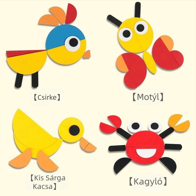 Fából készült Montessori puzzle panel logikai gondolkodás fejlesztő játék 4–6 éves gyermekeknek, Meng Qian Yi márka, OEM logó