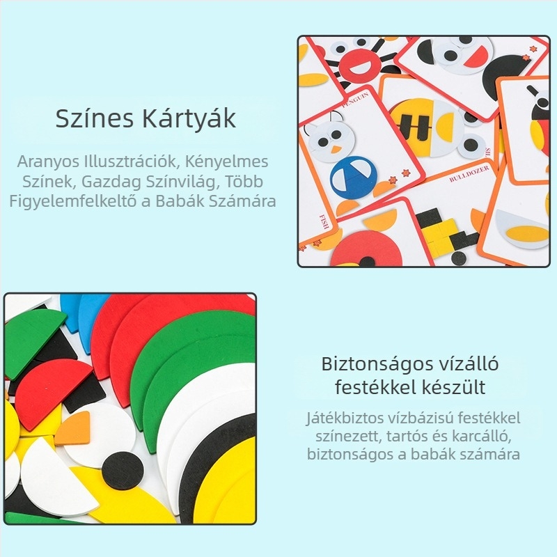 Fából készült Montessori puzzle panel logikai gondolkodás fejlesztő játék 4–6 éves gyermekeknek, Meng Qian Yi márka, OEM logó