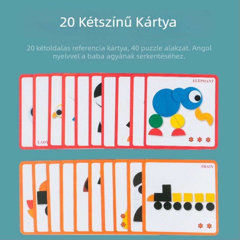 Fából készült Montessori puzzle panel logikai gondolkodás fejlesztő játék 4–6 éves gyermekeknek, Meng Qian Yi márka, OEM logó