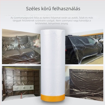 PE Egyszer használatos porvédő maszkoló film – Műanyag alap, Magas viszkozitású ragasztó, Erős átláthatóság, otthoni, dekorációs és autójavítási felhasználás