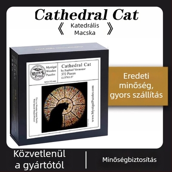 Fából készült 3D puzzle templommacska motívummal, 372 darabos, felnőtteknek