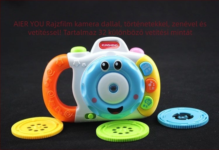 Fényvetítéssel és történetmesélő kamerával rendelkező oktató játék, korai tanuláshoz; akkumulátoros, műanyag ház