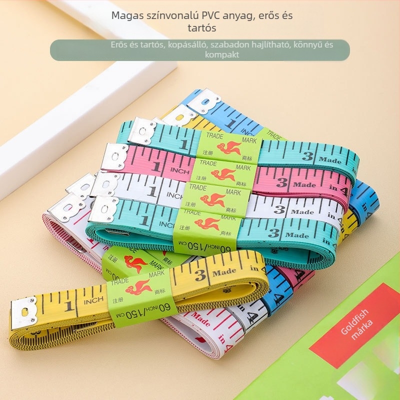 PU anyagú mérőszalag, puha mérőszalag varráshoz, modell Inch measuring tape (doboz), csomagolás 10 db, mérési tartomány 150, testmérésekhez