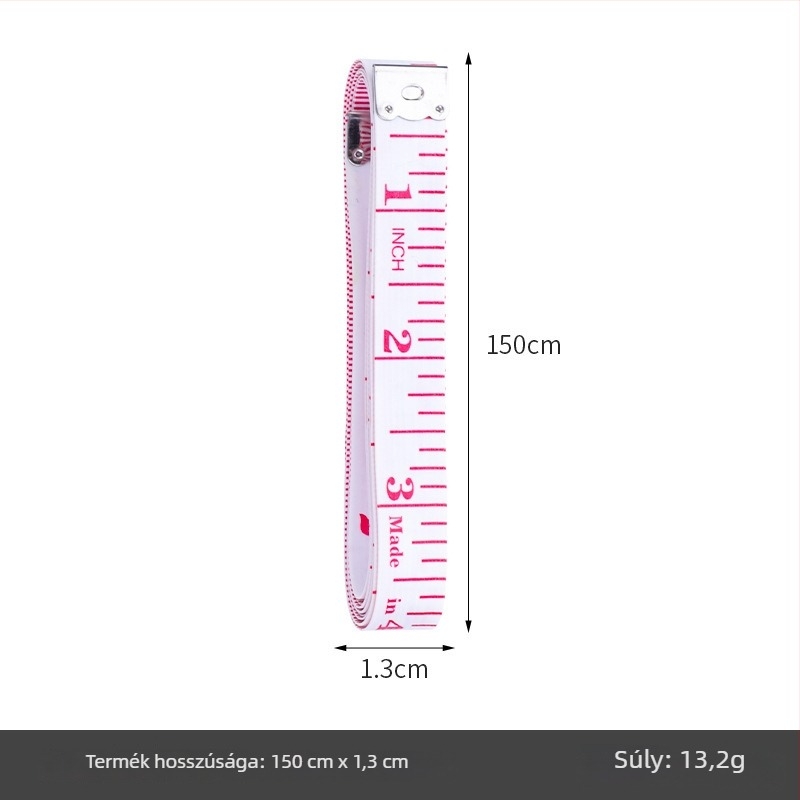 PU anyagú mérőszalag, puha mérőszalag varráshoz, modell Inch measuring tape (doboz), csomagolás 10 db, mérési tartomány 150, testmérésekhez