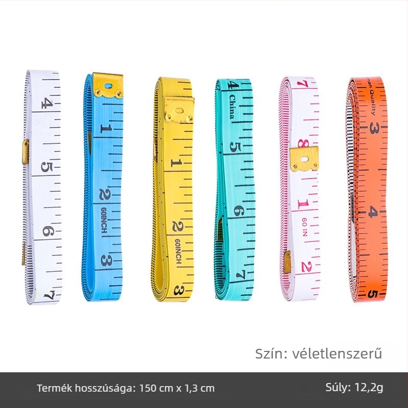 PU anyagú mérőszalag, puha mérőszalag varráshoz, modell Inch measuring tape (doboz), csomagolás 10 db, mérési tartomány 150, testmérésekhez