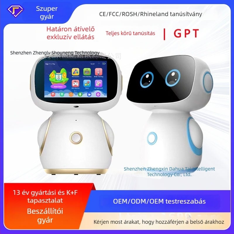 Oktató AI interaktív robot játék, LCD érintőképernyő, hangfelismerés, 8GB memória, 4000mAh akkumulátor, USB töltés