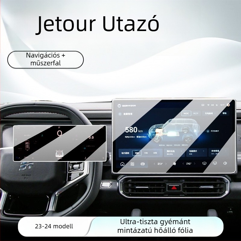 Tempered üveg központi kijelző védőfólia autóhoz — egy darabos kialakítás, ujjlenyomatmentes bevonat, Mercedes-Benz kompatibilis