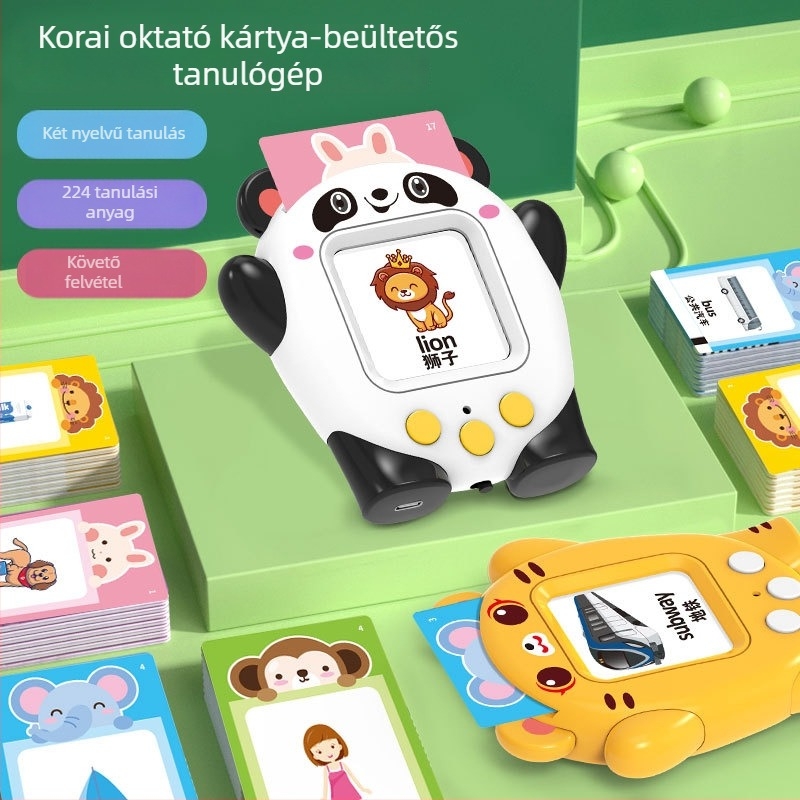 Gyermekeknek tanuló gép: kártya-beillesztés, felvétel, beszéd felismerés, zene, lítium-akkumulátor