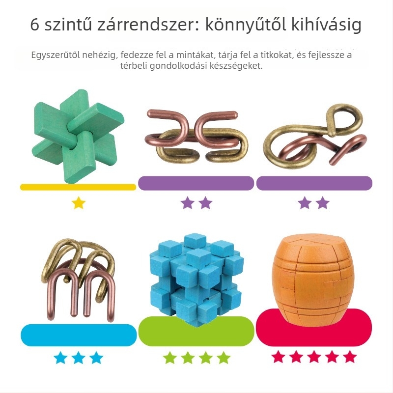 Hat-in-One Fém Kilenc Körös Fejtörő Játék – 7–14 éveseknek, Kinyitható