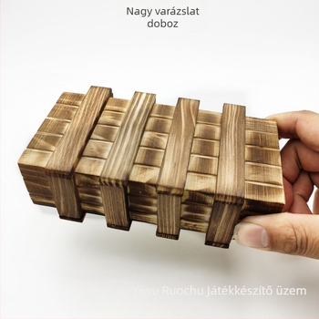 Kongming Lock Puzzle Doboz – Fa, háromlépcsős mechanizmus, 4–6 éveseknek; Bliszter csomagolás (Fa; Puzzle; Kongming Lock/Luban Lock; 4–6 évesek; Bliszter csomagolás)