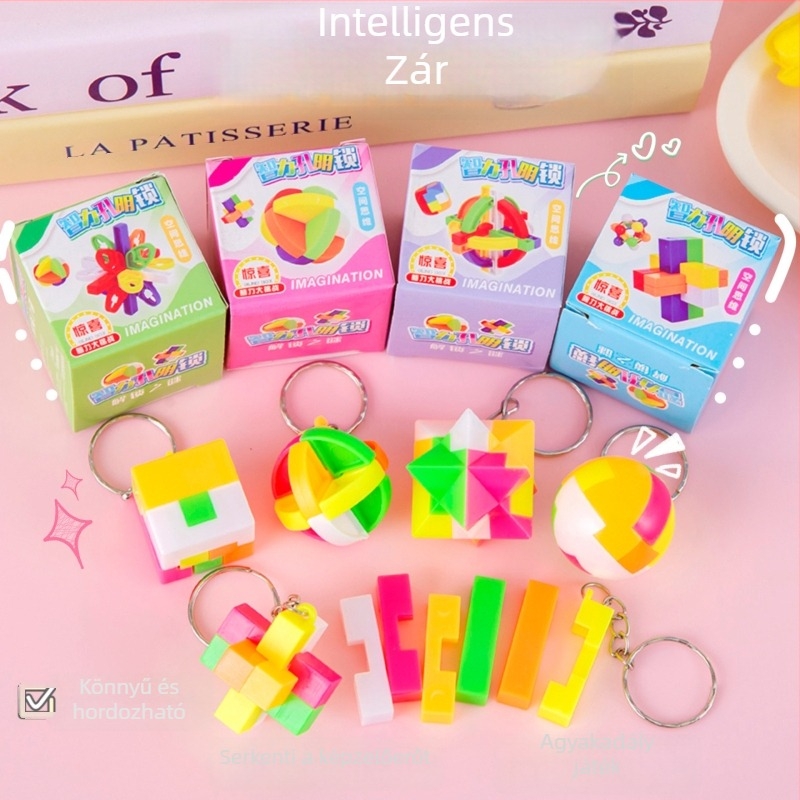 Kong Ming/Luban zár puzzlejáték, műanyagból, DIY készlet, 7–14 éveseknek