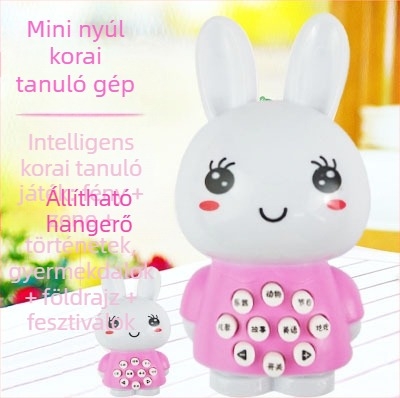 Mini nyuszis mesemondó – Oktatási zenei játék, műanyag, memóriamentes, 4–6 éveseknek