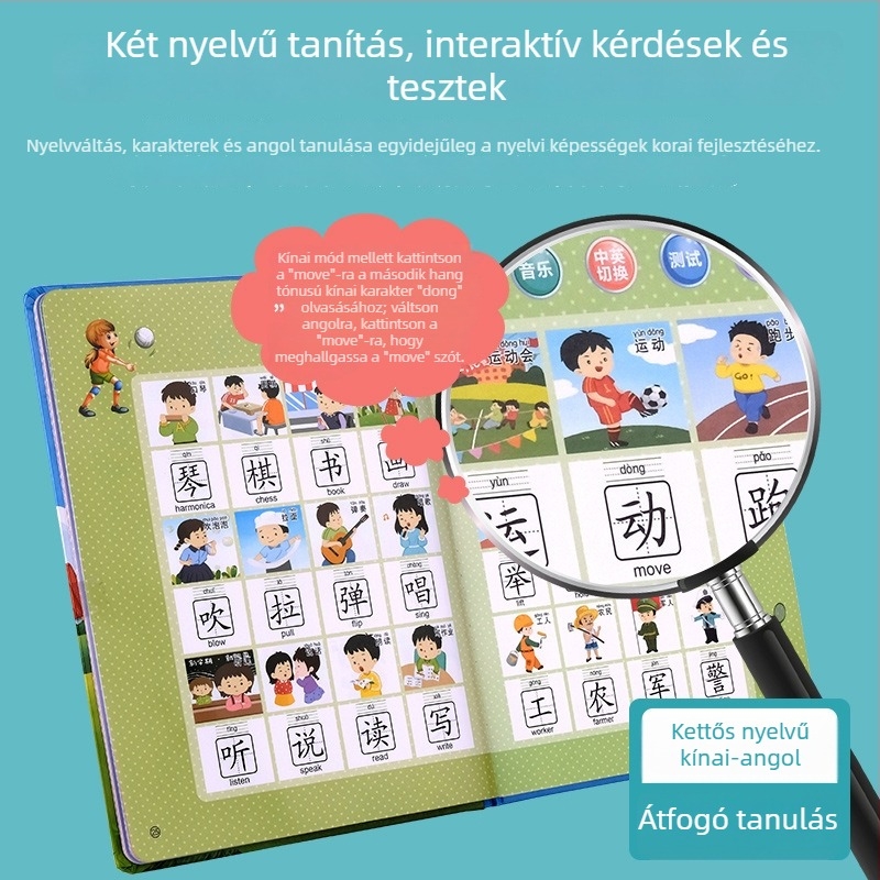 Pontolvasó toll gyerekeknek hangos visszajelzéssel, műanyag test, lítium akkumulátor, 4–6 éveseknek