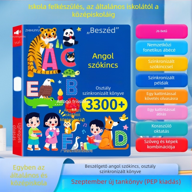 Pontolvasó toll szinkronizált hanggal, 3300+ szóval, tanulási eszköz általános iskolásoknak, USB töltés