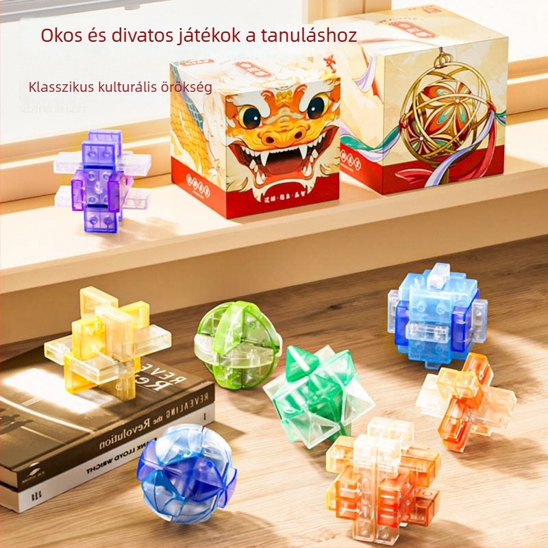 Kongming Lock gyerekeknek - kezdő szintű puzzle, műanyag építőelemek, fejleszti a finommotorikát, 4–6 éveseknek