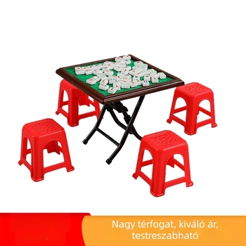 Mini babaház Mahjong asztal zsebméretű székekkel, játékhoz való szobabútor, műanyag, 7–14 éveseknek