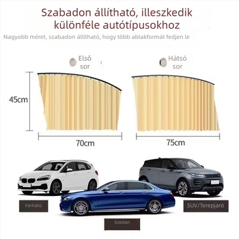 Beépített sínnel ellátott autóablak-árnyékoló függöny hátsó ülésekhez, UV-védelem és privát szféra