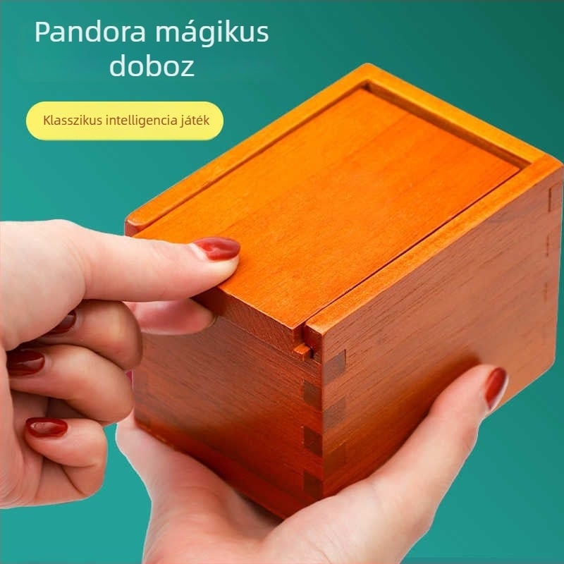 Fából készült Lu Ban Lock puzzle — agyat fejlesztő fejtörő 7–14 éveseknek, méretek 10×7.2×7.3 cm