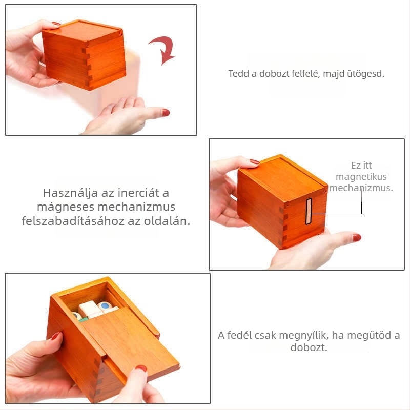 Fából készült Lu Ban Lock puzzle — agyat fejlesztő fejtörő 7–14 éveseknek, méretek 10×7.2×7.3 cm