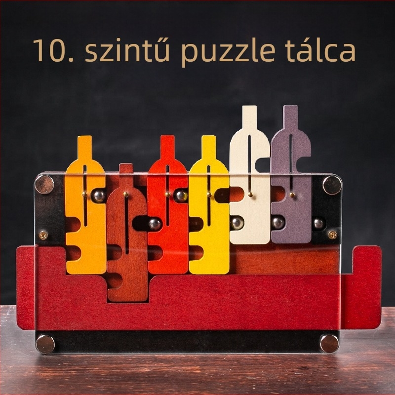 Kiszolgáló tál puzzle – Luban Lock, 10. szintű labirintus, fa oktató játék 15–35 éveseknek