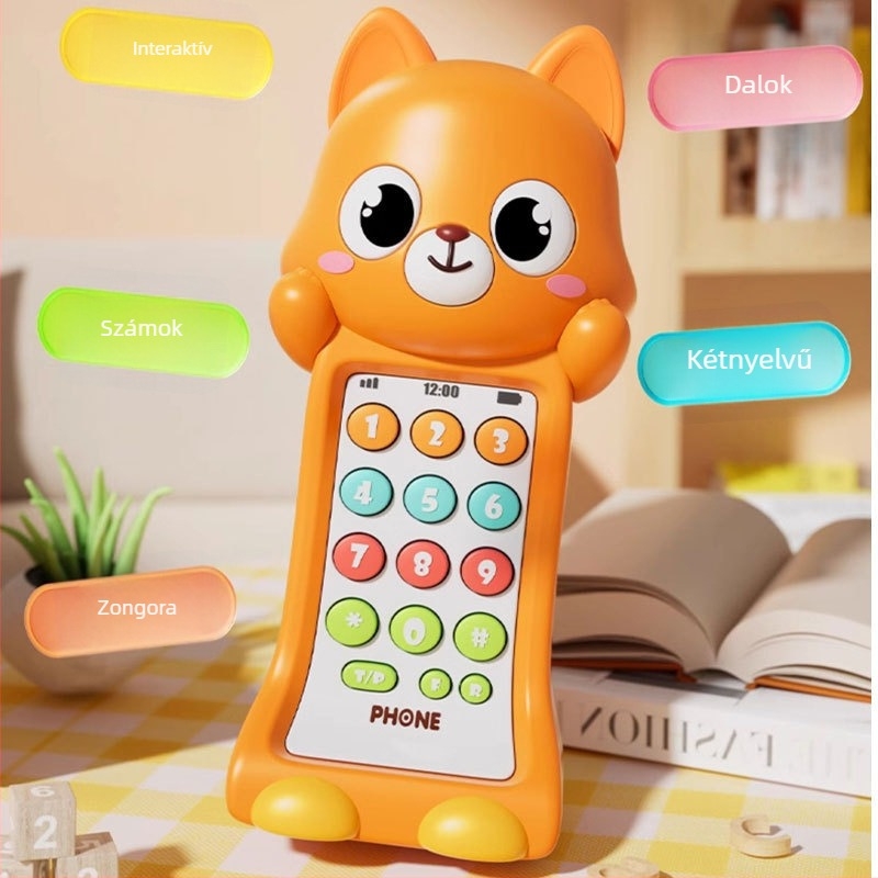Oktató kétnyelvű baba telefon játék dallal és hanggal, műanyag modell 0–3 éveseknek, Yanuotoys
