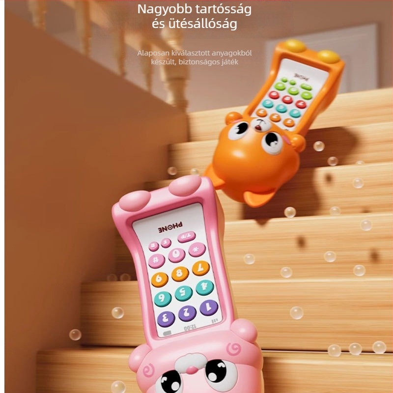 Oktató kétnyelvű baba telefon játék dallal és hanggal, műanyag modell 0–3 éveseknek, Yanuotoys