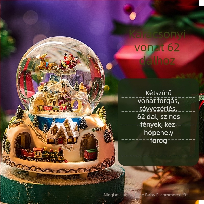 Time baby Üveg karácsonyi vonatos kristálygömbös zeneműdoboz – logó nyomtatás elérhető