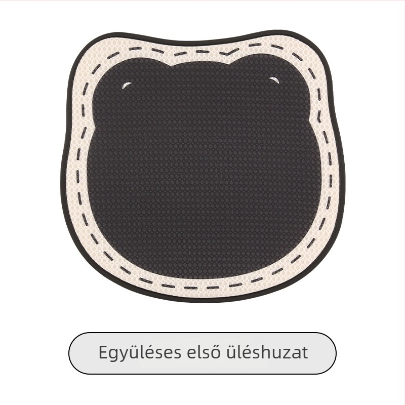 Autóülés párna egész éves használatra, minimalistikus stílus, fekete alappal és pontozott vonallal, univerzális öt üléshez, lélegző és csúszásmentes.