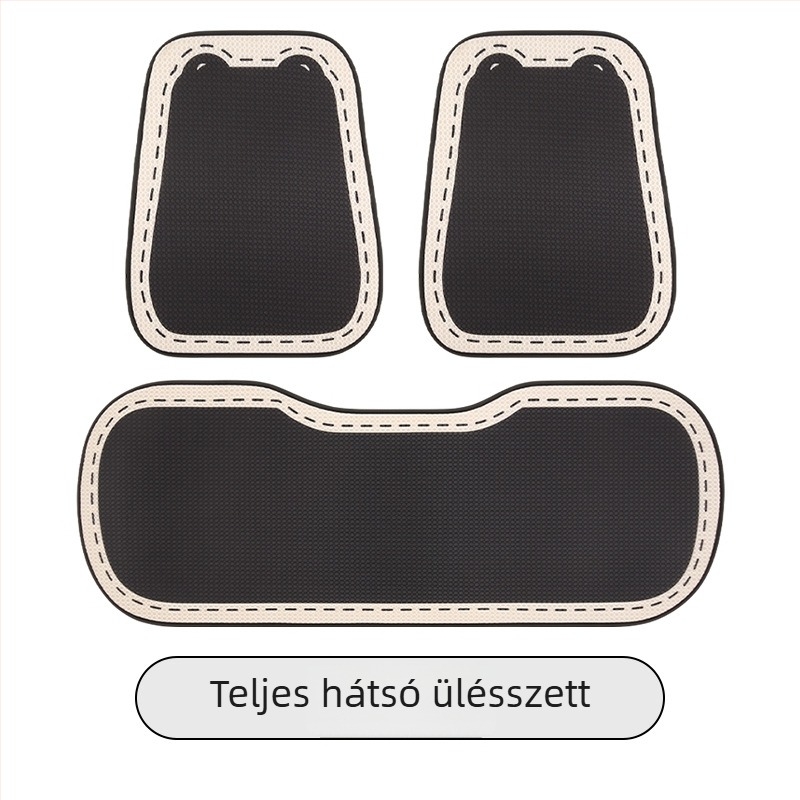 Autóülés párna egész éves használatra, minimalistikus stílus, fekete alappal és pontozott vonallal, univerzális öt üléshez, lélegző és csúszásmentes.