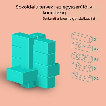 Gyerekeknek készült kulcs-zár logikai építőjáték: fejleszti a gondolkodást, figyelmet és a képzelőerőt (ABS; 15 blokk; 30 kétoldalas kártya; 2 matricák; DIY/OEM)