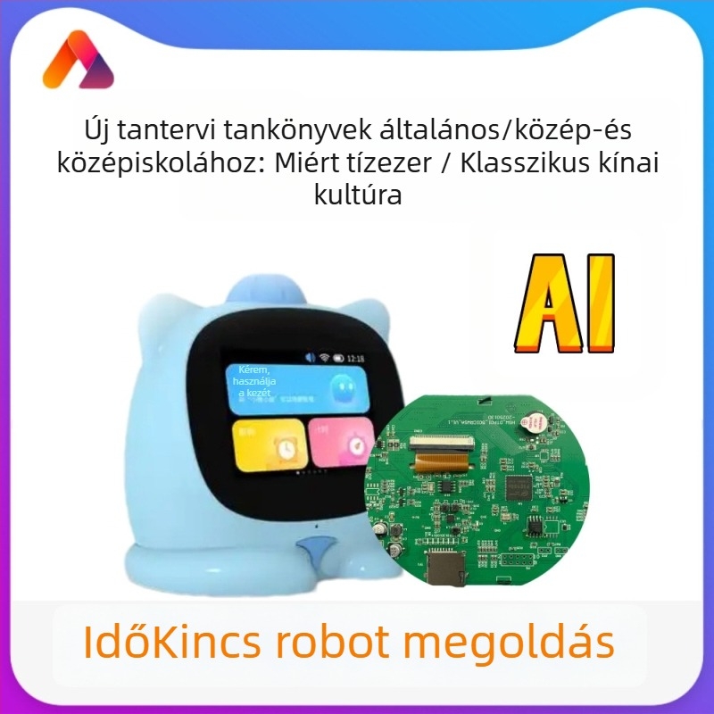 AI tanuló korai oktatási eszköz hangalapú dialógussal és ébresztőórával, 1–2 GB RAM, USB töltés