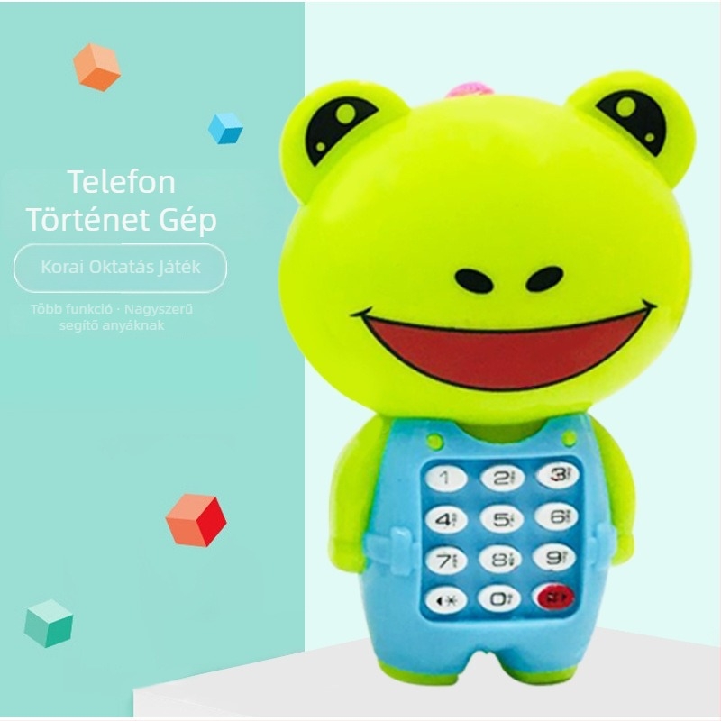 Béka telefon-történetmesélő – Oktatási játék gyerekeknek, zene és hang, műanyag, elemes, 4–6 éveseknek