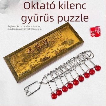 Kilencgyűrűs Luban-zár puzzle - oktatási vas játék, Zy1099