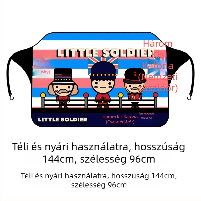 Autó első szélvédő takaró, téli karikatúra mintával, univerzális illeszkedés, logónyomtatás, első szélvédő védő, súly 0,4 kg, karikatúra animációs dizájn